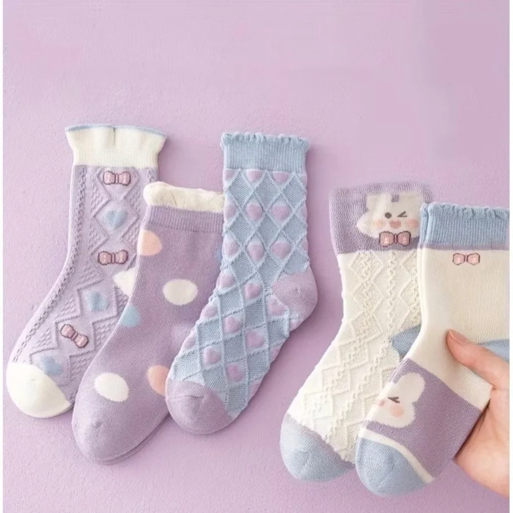 Girls‎ Polychrome Easter Whimsical Bunny Socks 4-6 Durable Casual Pastel 5 Pairs